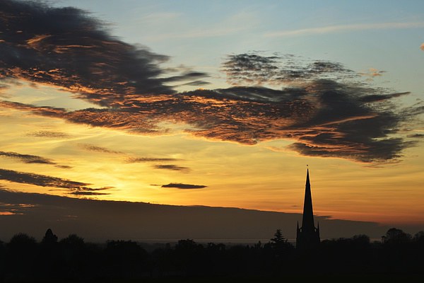 Sunset over St Mary church Picture Board by Gary Pearson