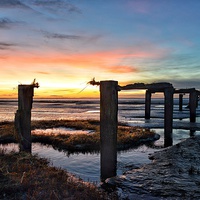 Buy canvas prints of Sunset over Snettisham marsh by Gary Pearson