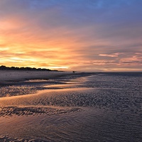 Buy canvas prints of Sunset stroll on Wells beach by Gary Pearson