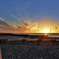 Buy canvas prints of Sunset on Hunstanton beach by Gary Pearson