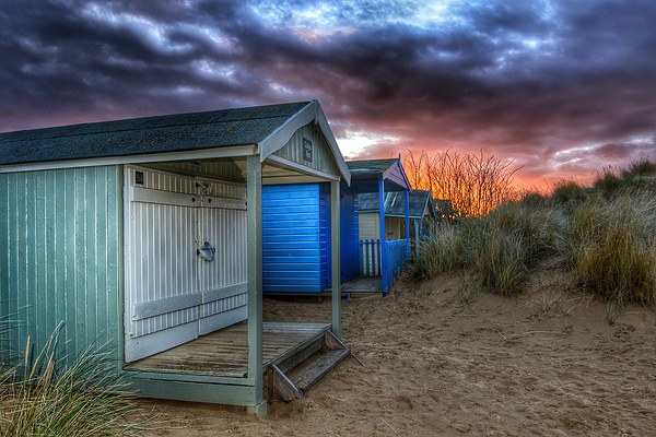 Hunstanton beach huts at sunset Picture Board by Gary Pearson