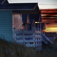 Buy canvas prints of Old Hunstanton beach huts sunset by Gary Pearson