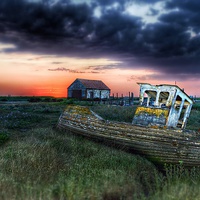 Buy canvas prints of Sunset over Thornham in Norfolk by Gary Pearson
