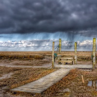 Buy canvas prints of An approaching shower Thornham Norfolk by Gary Pearson