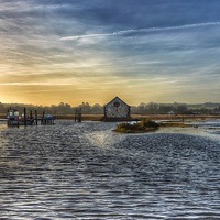 Buy canvas prints of Thornham staithe high tide by Gary Pearson