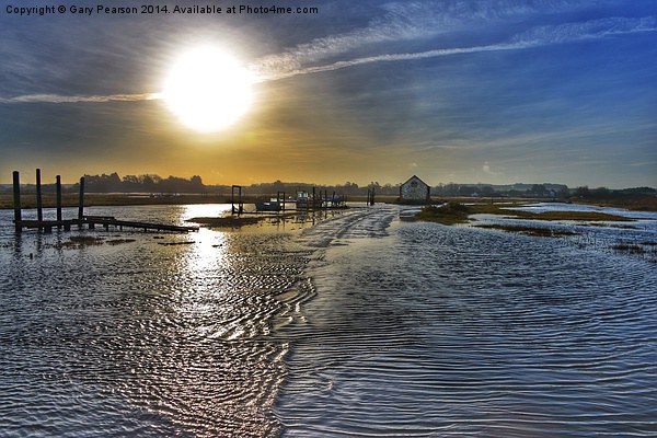 Flood tide at Thornham Picture Board by Gary Pearson