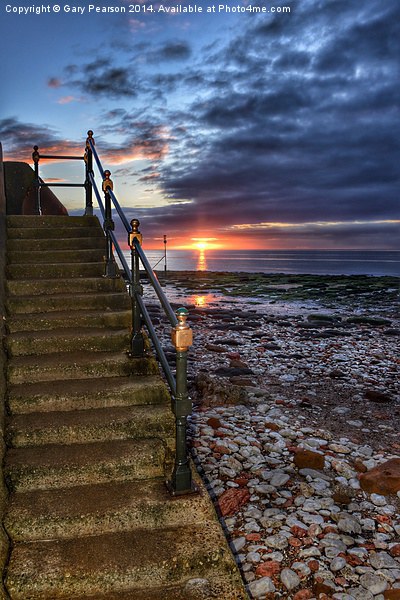 Hunstanton beach sunset steps Picture Board by Gary Pearson