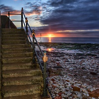 Buy canvas prints of Hunstanton beach sunset steps by Gary Pearson