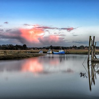 Buy canvas prints of Sunset reflections Thornham by Gary Pearson