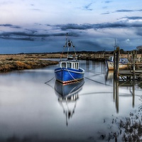 Buy canvas prints of Fishing boats at Thornham quay by Gary Pearson