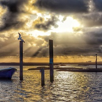 Buy canvas prints of Sunset over Brancaster Staithe by Gary Pearson