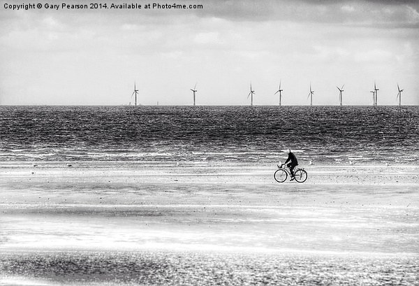 Brancaster beach cyclist Picture Board by Gary Pearson