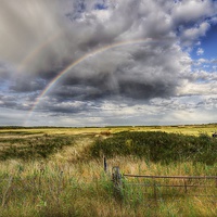 Buy canvas prints of  Double rainbow over Holkham  by Gary Pearson