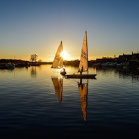 Buy canvas prints of  Sailing through the sunset by Gary Pearson