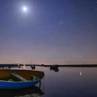Buy canvas prints of  Moonlight over Burnham Overy Staithe by Gary Pearson