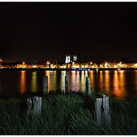 Buy canvas prints of Kings Lynn from West Lynn at night  by Gary Pearson