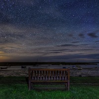 Buy canvas prints of  Star watchers bench - Burnham Overy Staithe by Gary Pearson