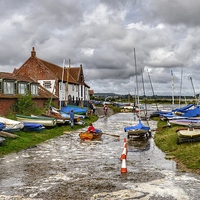 Buy canvas prints of  An exceptionally high tide at Burnham Overy Stait by Gary Pearson