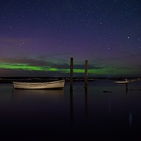 Buy canvas prints of Northern lights over Brancaster Staithe by Gary Pearson