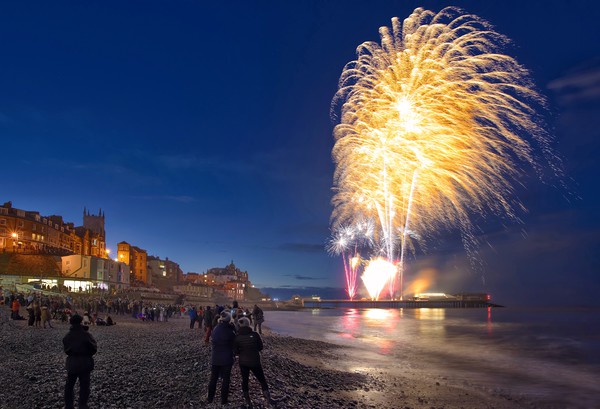 Cromer New Year fireworks Picture Board by Gary Pearson