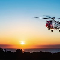 Buy canvas prints of HM Coastguard Sikorsky S-92 helicopter hovering  by Gary Pearson