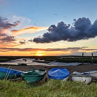 Buy canvas prints of Brancaster boats summer sunset  by Gary Pearson