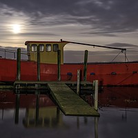Buy canvas prints of Moonrise and high tide at Thornham in Norfolk  by Gary Pearson