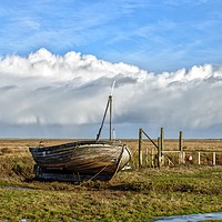 Buy canvas prints of An old boat on Thornham marsh in Norfolk by Gary Pearson