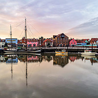 Buy canvas prints of Reflections in the harbour at Wells next the Sea by Gary Pearson