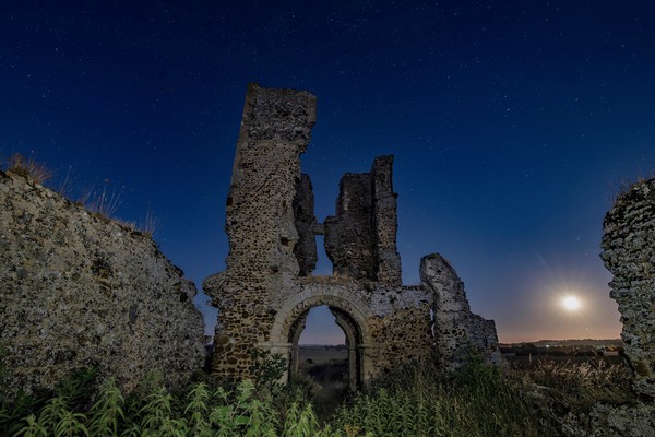 Moonrise over Bawsey ruins  Picture Board by Gary Pearson
