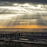Buy canvas prints of The old jetty at Snettisham in Norfolk at low tide by Gary Pearson