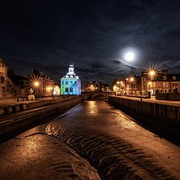 Buy canvas prints of Moonrise over the old customs house and King’s Lyn by Gary Pearson