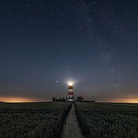 Buy canvas prints of Happisburgh lighthouse under the stars and Milky W by Gary Pearson