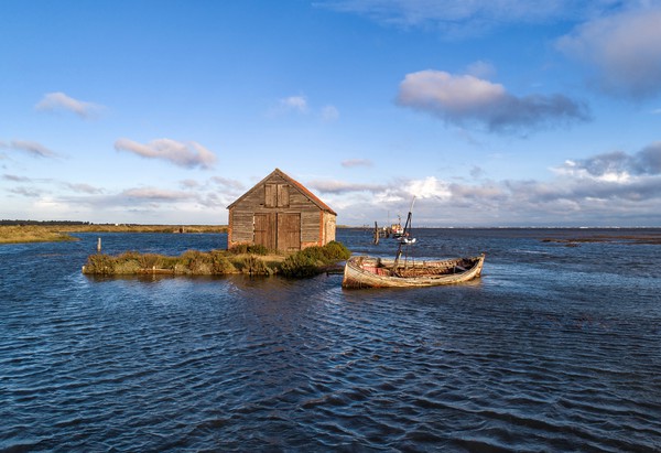 High tide surrounding the old coal barn at Thornha Picture Board by Gary Pearson