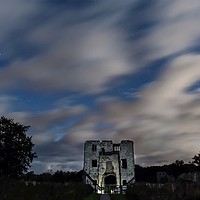 Buy canvas prints of Moonlit clouds over Baconsthorpe castle by Gary Pearson