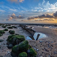 Buy canvas prints of Sunset over the wreck of The Sheraton on Hunstanto by Gary Pearson