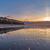 Buy canvas prints of Sunset and reflections on Hunstanton beach by Gary Pearson