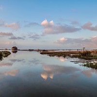 Buy canvas prints of Reflections of sunset in a high Spring tide - Thor by Gary Pearson