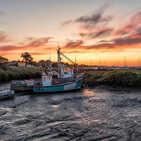 Buy canvas prints of Sunset over Brancaster Staithe harbour  by Gary Pearson