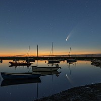 Buy canvas prints of Comet Neowise over Brancaster Staithe harbour  by Gary Pearson