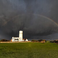 Buy canvas prints of A rainbow over the old lighthouse  by Gary Pearson