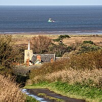 Buy canvas prints of Looking out to sea over St Mary’s Church by Gary Pearson