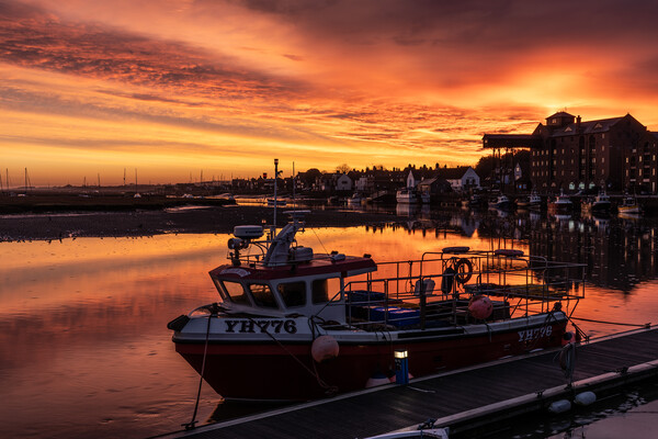 Sunrise over the harbour at Wells-Next-The-Sea  Picture Board by Gary Pearson