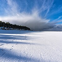 Buy canvas prints of Snow covered Wells beach by Gary Pearson