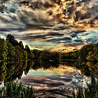 Buy canvas prints of Fiery Sunset Over Coppice Pond by Trevor Camp