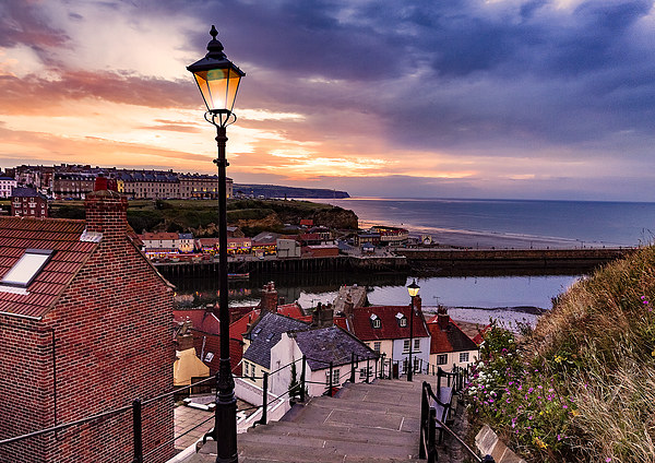 Whitby By Lamplight Picture Board by Trevor Camp