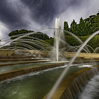 Buy canvas prints of The Power of Alnwick Garden's Cascading Water Feat by Trevor Camp