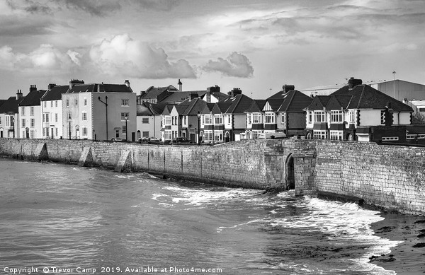Hartlepool Town Wall - High Tide - Toned Picture Board by Trevor Camp