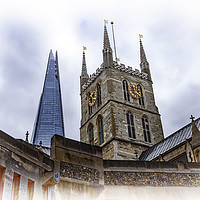 Buy canvas prints of The Shard and Southwark Cathedral by Trevor Camp