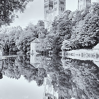 Buy canvas prints of Tranquil Reflections of Durham Cathedral by Trevor Camp